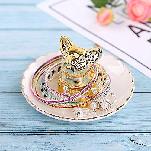 Lependor Bulldog Ceramic Jewelry Tray & Ring Holder - Gold