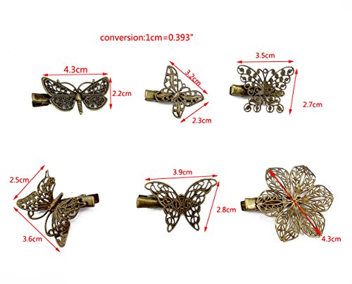 yueton 6-Piece Vintage Butterfly and Flower Hair Clip Set
