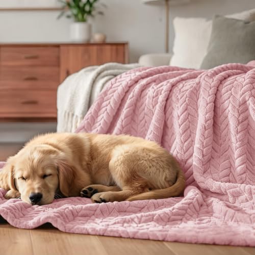 Exclusivo Mezcla Cozy Pink Fleece Throw Blanket, 50”x70”
