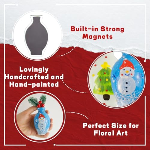 3-Inch Ceramic Flower Vase Magnets for Fridge - Handmade Art