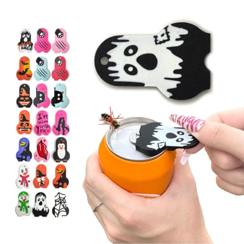 Ergonomic Soda Can Opener & Reusable Cover – Cute Cat & Ghost Designs
