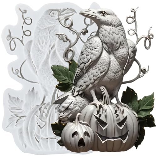 Halloween Crow Silicone Fondant Mold for Cake Decorating