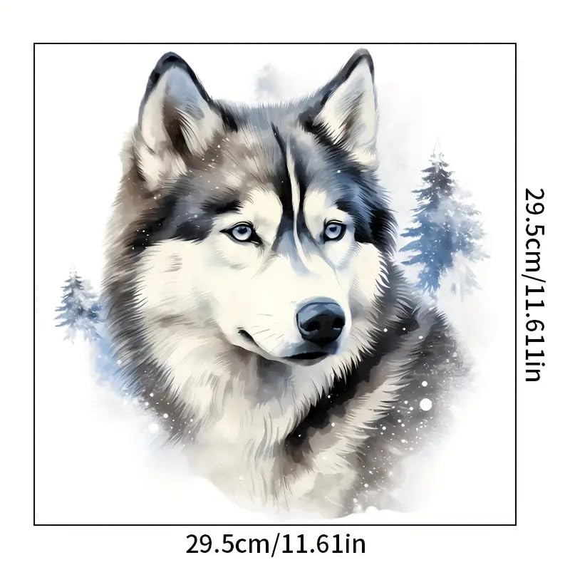 Wolf and Floral Pattern Toilet Lid Decal - Waterproof Self-Adhesive Sticker