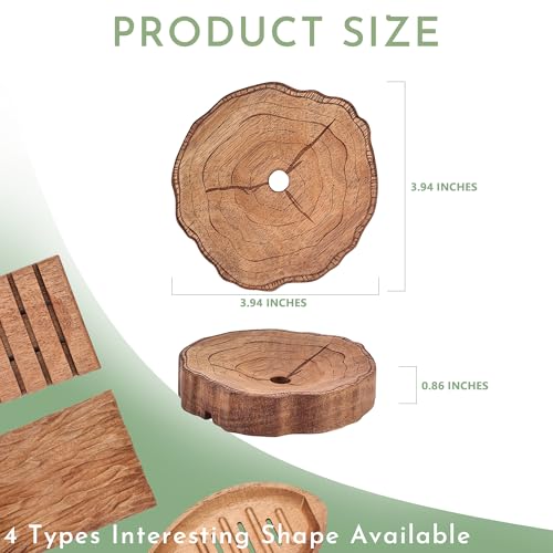 Acacia Wooden Soap Dish with Self Draining - Tree Ring 3.94" x 3.94"