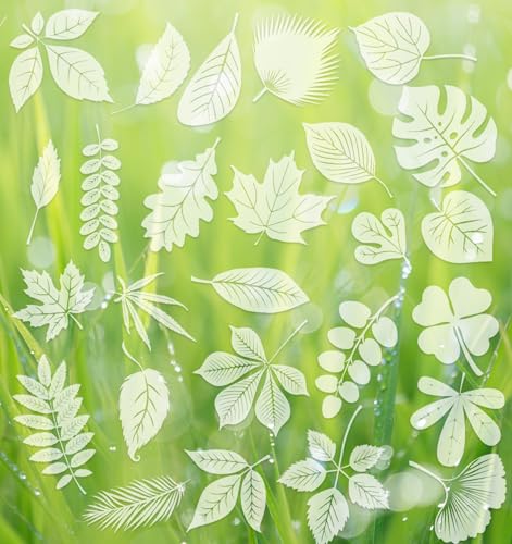 Bird Strike Prevention Window Clings - 26 Leaf Decals for Safety