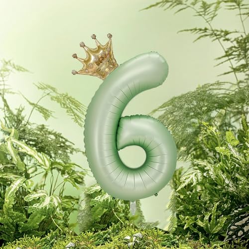 40 Inch Olive Green Number 4 Crown Balloon Set for 4th Birthday