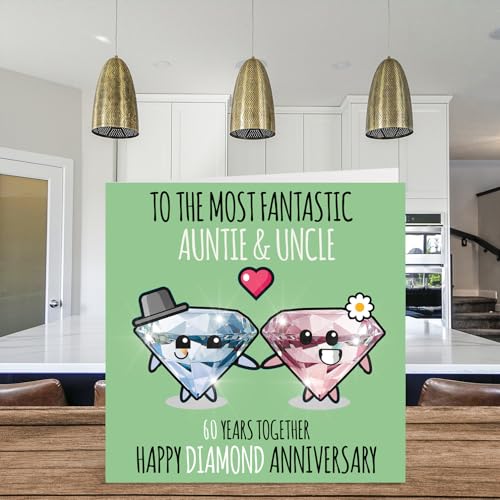 Stuff4 Diamond Anniversary Card for Aunt and Uncle 60 Years Together