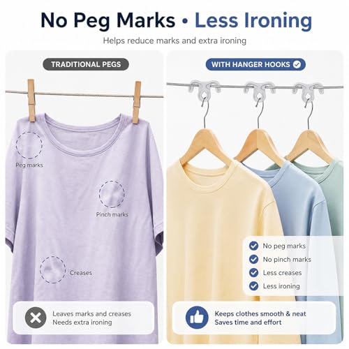 40 Pcs Windproof Clothesline Hanger Hooks - Strong Grip ABS Design