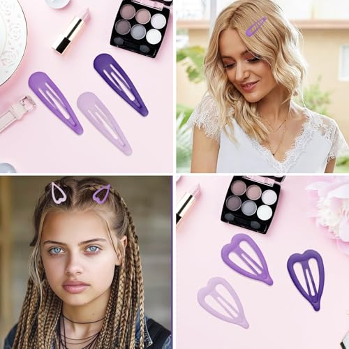 LLMSIX 15pcs Purple Metal Snap Hair Clips Y2K Barrettes for Women