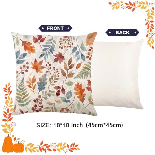 Autumn Maple Leaf Throw Pillow Covers 18x18 Inch Set of 2