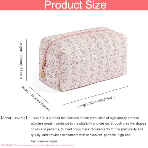 JOVAKIT Square Makeup Bag Floral Coquette Aesthetic Toiletry Travel Pouch