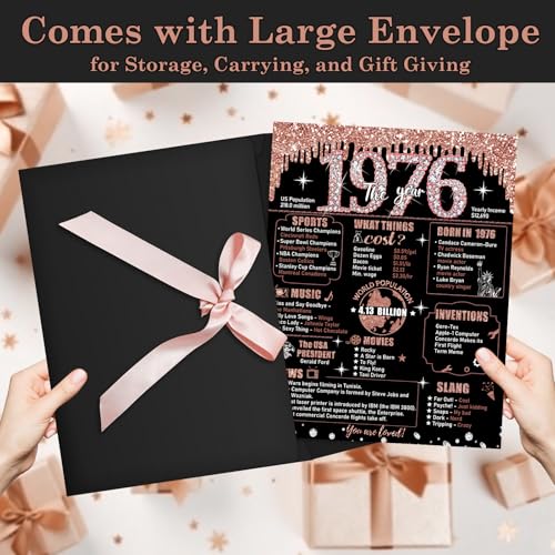 Extra Large Rose Gold 50th Birthday Card for Women with Envelope - 22x14 Inches