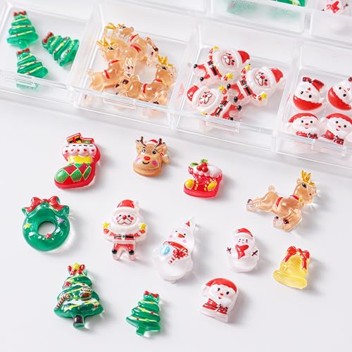 Christmas Nail Art Charms 12-Grid 3D Resin Rhinestones Set