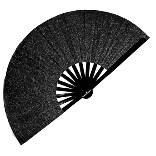 Large Glitter Folding Hand Fan for Rave & Music Festivals