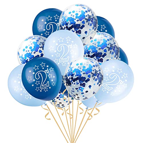 2nd Birthday Balloons Pack - 15 Latex Balloons with Confetti