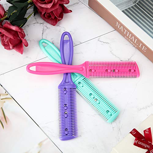 Maitys 3-Pack Hair Cutting Razor Combs with Extra Blades, Multi-Color