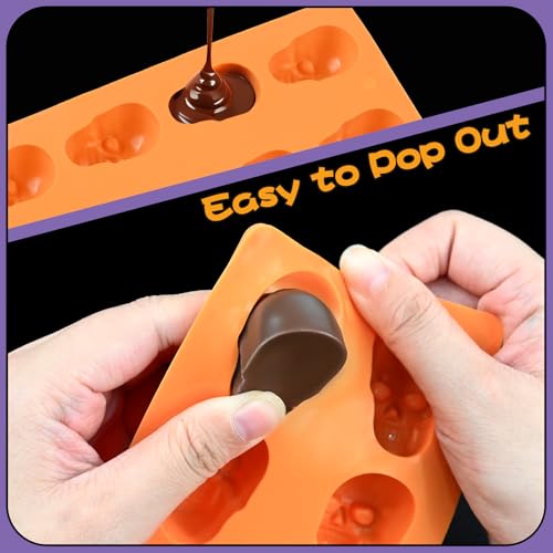Orange Skull Chocolate Molds - 2 Pack Silicone Halloween Candy Molds
