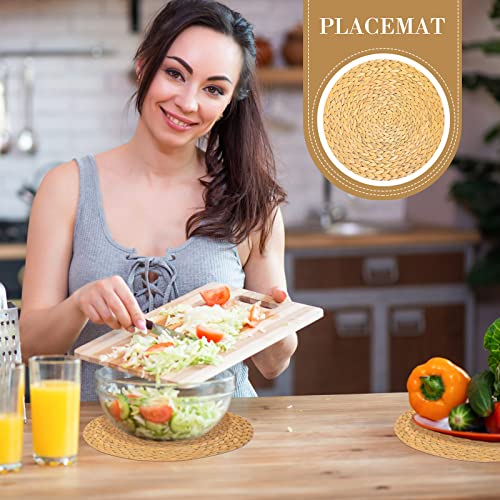 50-Pack Disposable Woven Pattern Paper Placemats - 11.4" Round Boho Decor
