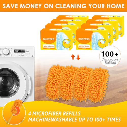 REDONES Reusable Duster Refills for Swiffer - 4 Pack Microfiber