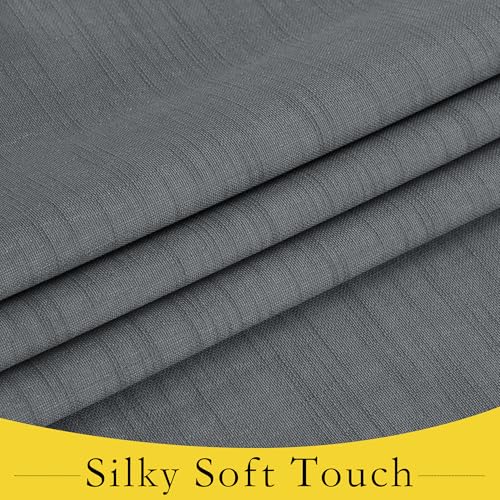 NICETOWN 100% Blackout Linen French Door Shade, 26"W x 50"L, Dark Grey