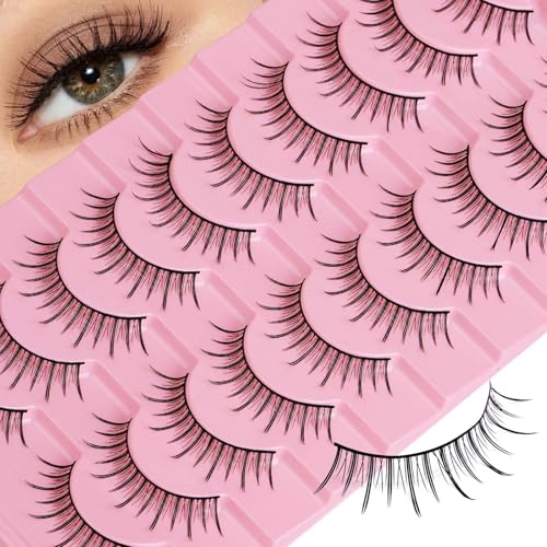 Natural False Eyelashes 10 Pairs Soft Cotton Band Reusable Strip Lashes