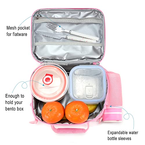 AO ALI VICTORY Insulated Lunch Bag for Girls - Cat Pattern B-PINK