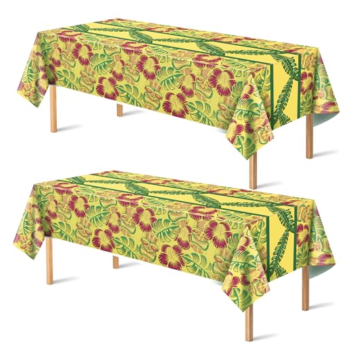Luau Party Decorations - Hawaiian Tablecloths, 2 Pack, 51.2x86.6in