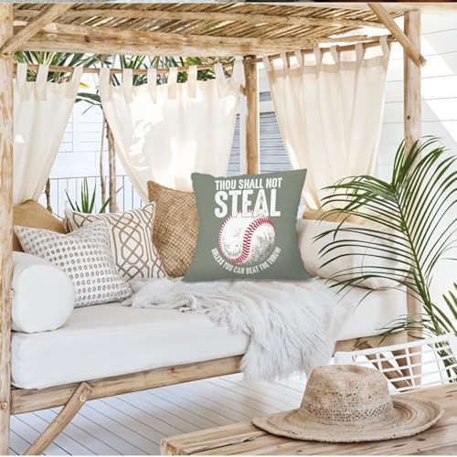 Baseball Decorative Pillow Cover 18x18 - Funny Quote for Kids' Rooms