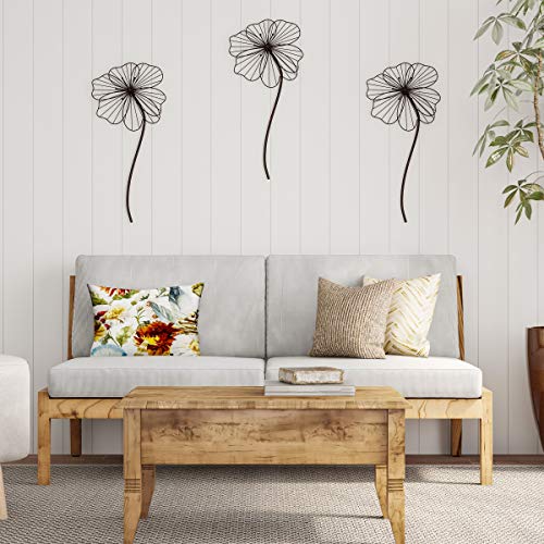 Wall Decor - Metal Layered Wire Flower Sculpture - Contemporary Hanging Accent for Living Room, Bedroom, Entryway, or Kitchen by Lavish Home (Brown)