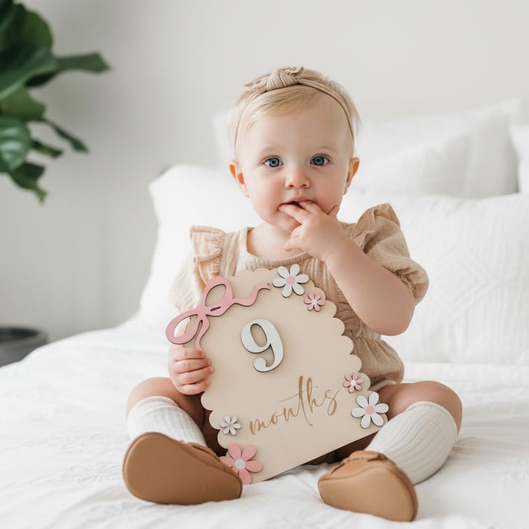 Baby Girl Monthly Milestone Signs - Double-Sided Nursery Decor