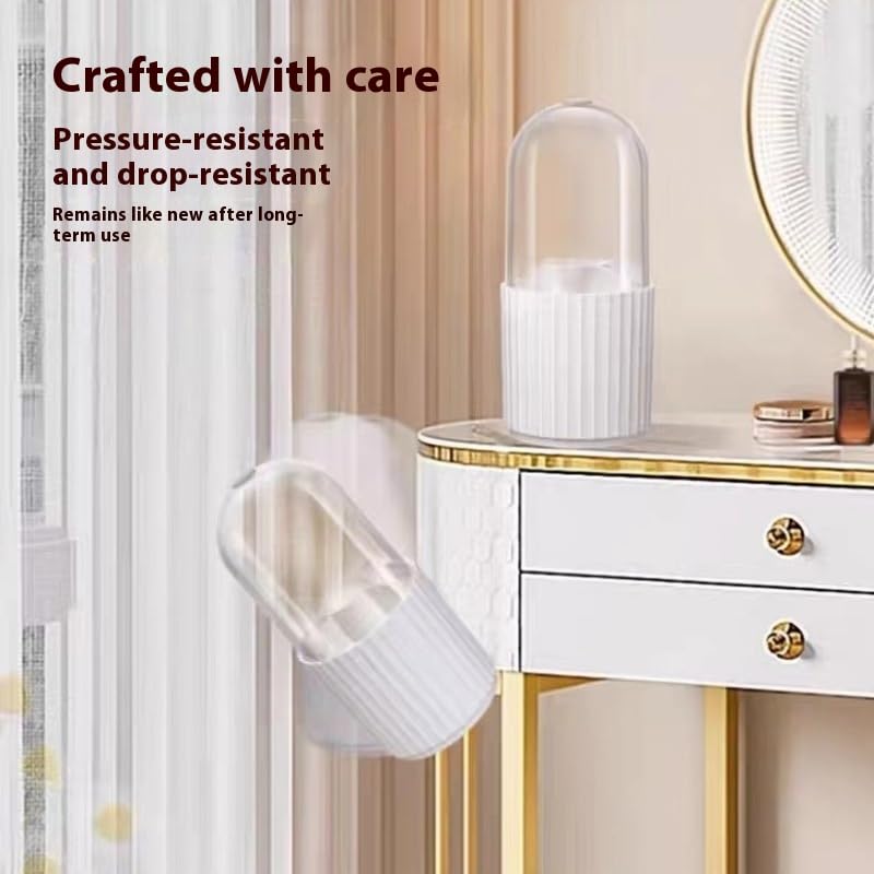 Ariettie 360° Rotating Makeup Brush Organizer with Lid - White