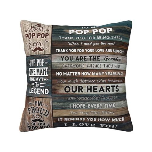 Pop Pop Throw Pillow Cover 18x18 Inches - Meaningful Grandpa Gift