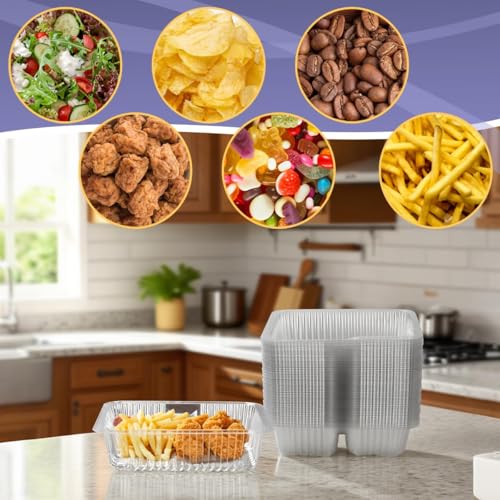 50 Pcs Disposable Nacho Trays with Dip Compartment - 12oz Plastic Serving Dish