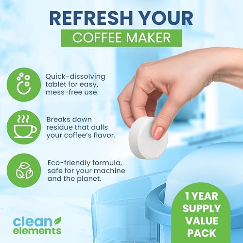 Clean Elements Coffee Maker Cleaner & Descaler Tablets, 24 Count