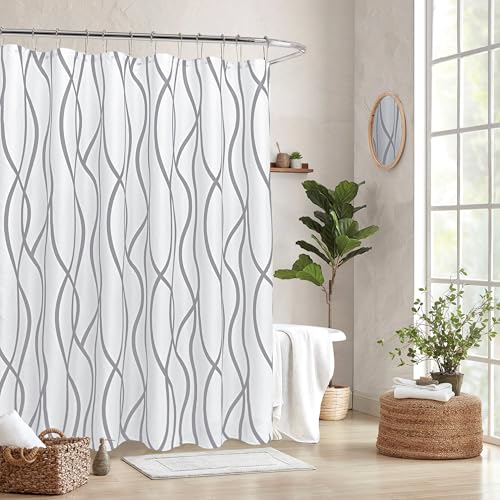 Silver Grey Striped Shower Curtain - 72" x 72" - Biscaynebay