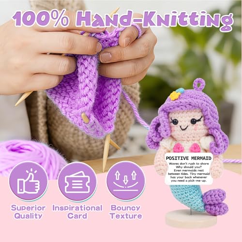 Hoedia Mermaid Crochet Gift - Inspirational Self-Care Plush for Women & Men