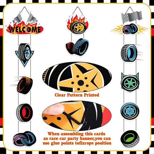 Race Car Party Door Banner Set - 12 Racing Wheel Decorations