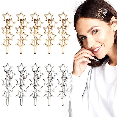 10-Piece Vintage Metal Star Hair Clips Non-Slip Hair Pins Gold Silver