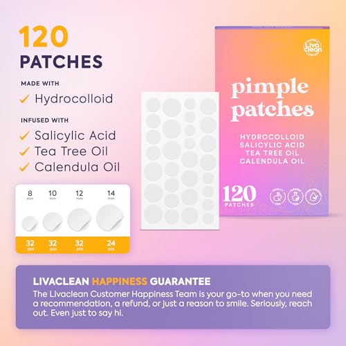 LivaClean Hydrocolloid Pimple Patches 120 CT with Salicylic Acid