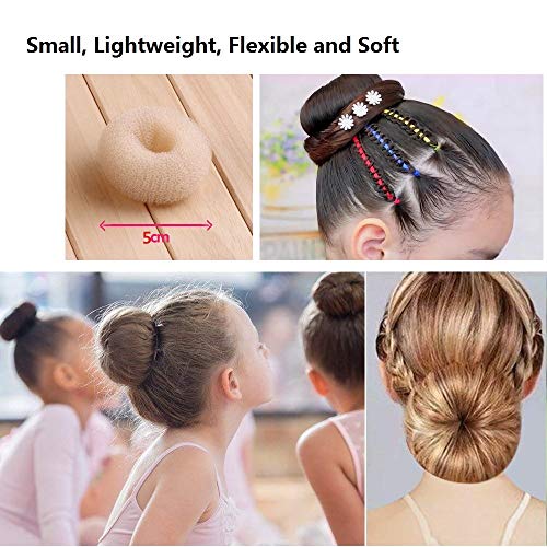 SQULIGT Mini Hair Bun Maker, 2 Inch Beige Donut Shaper, 6 Pack