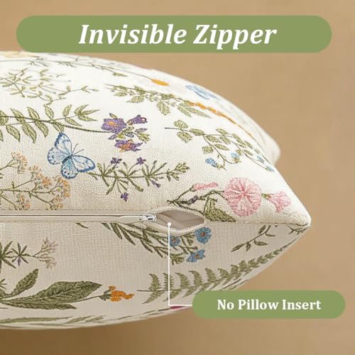 Spring Floral Pillow Covers 18x18 Pack of 2 Sage Green Farmhouse Decor