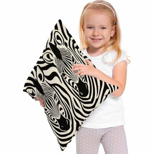 Moslion Zebra Print Throw Pillow Cover, 18x18 Inch Cotton Linen Cushion Case