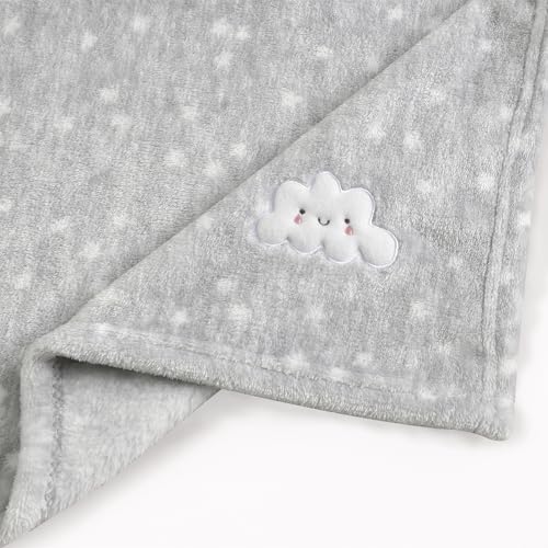 CREVENT 2-Piece Baby Blanket Set, 30x40 Flannel Fleece, Cloud & Heart