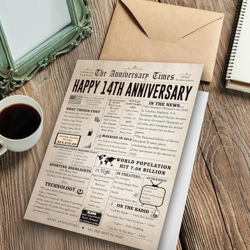 FANCYLUCKY 14th Anniversary Card | Oversized Gift for Him Her