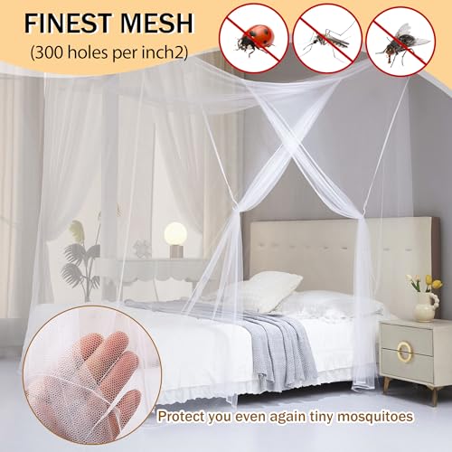 White Mosquito Net for Bed - Single to Queen Size Canopy, 35"W x 75"L, One Side Opening