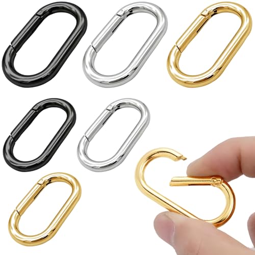 12 Pieces Carabiner Clip Set for Keychain Bag Handbag Crafts, 1.5 and 1.0 Inch, Purse Clip, Gold Plated
