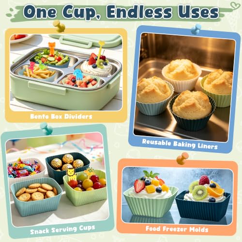 LAIYPHO 66PCS Silicone Lunch Box Dividers & Animal Food Picks - Morandi