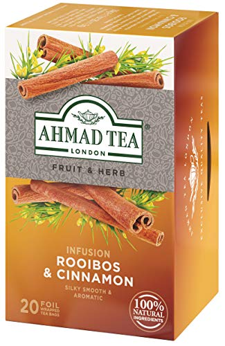 Ahmad Tea Rooibos & Cinnamon Herbal Tea Bags - Decaffeinated & Sugar-Free, 20 Ct - Cinnamon Variant