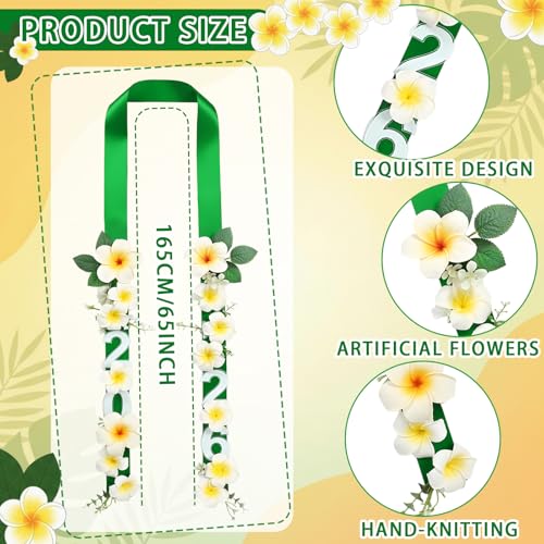 65 Inch Graduation Lei Class of 2026 - Yellow Plumeria Floral Wreath