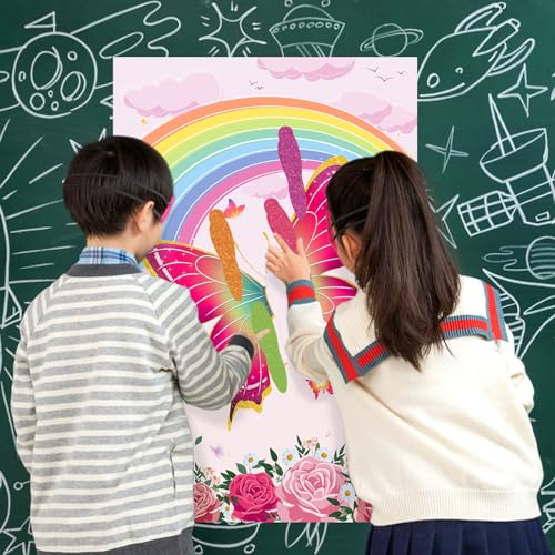 Pin The Tail on The Butterfly Game - 36 Tails & Large Poster